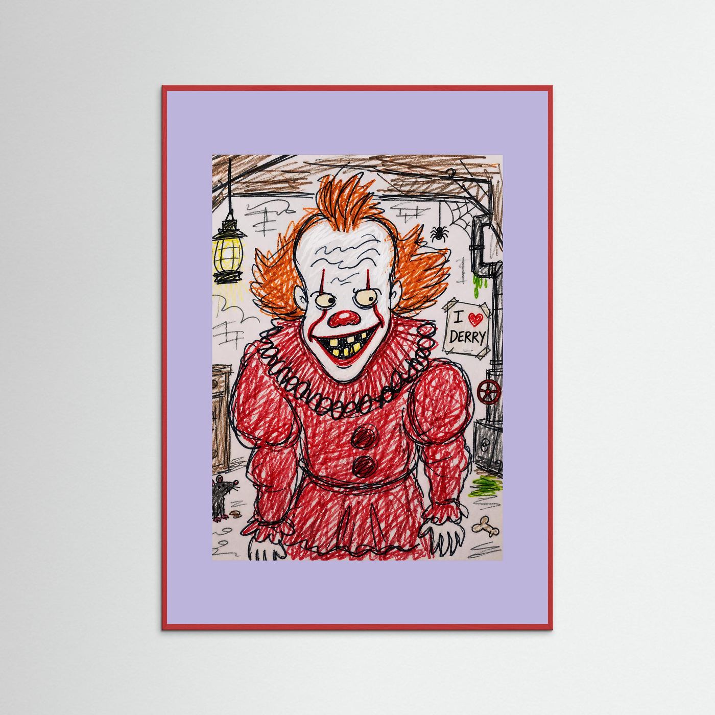 Large Framed Wall Art – Creepy Pennywise Horror Poster