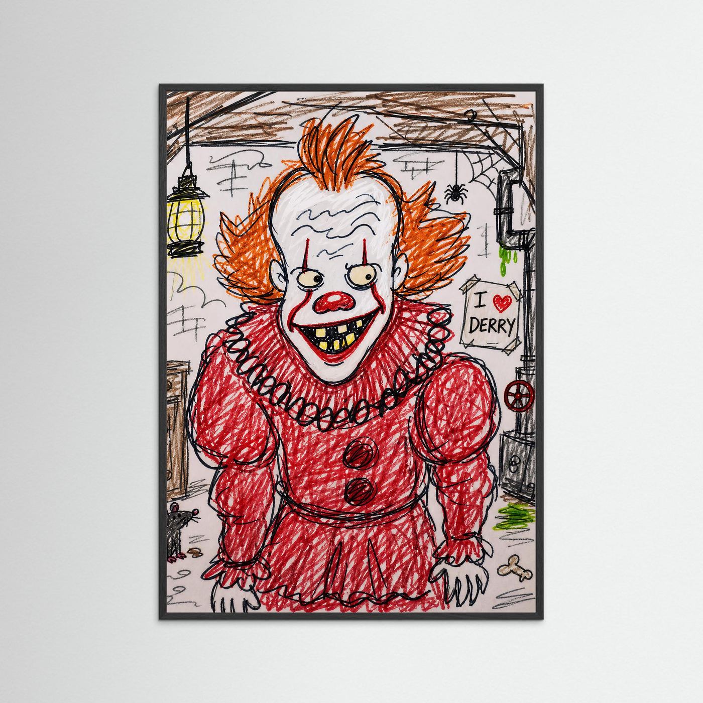 Large Framed Wall Art – Creepy Pennywise Horror Poster