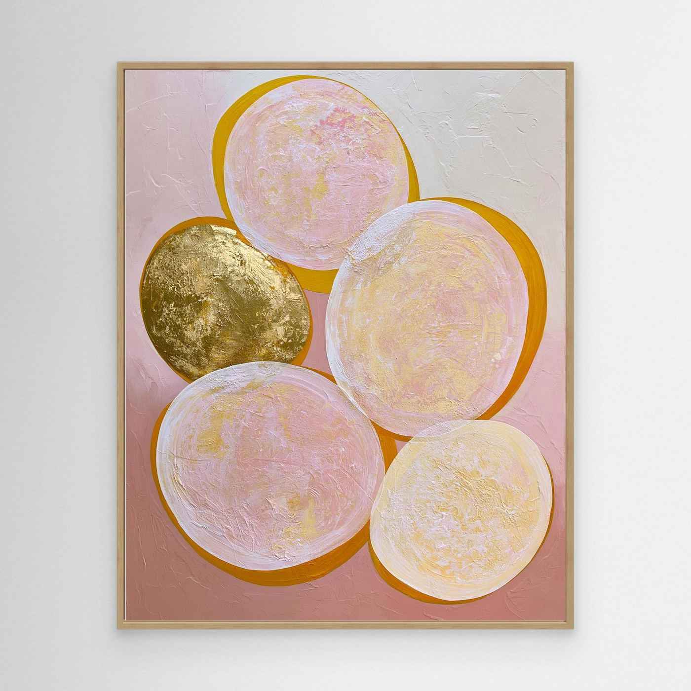 Blush Gold Abstract Circles Framed Pop Art