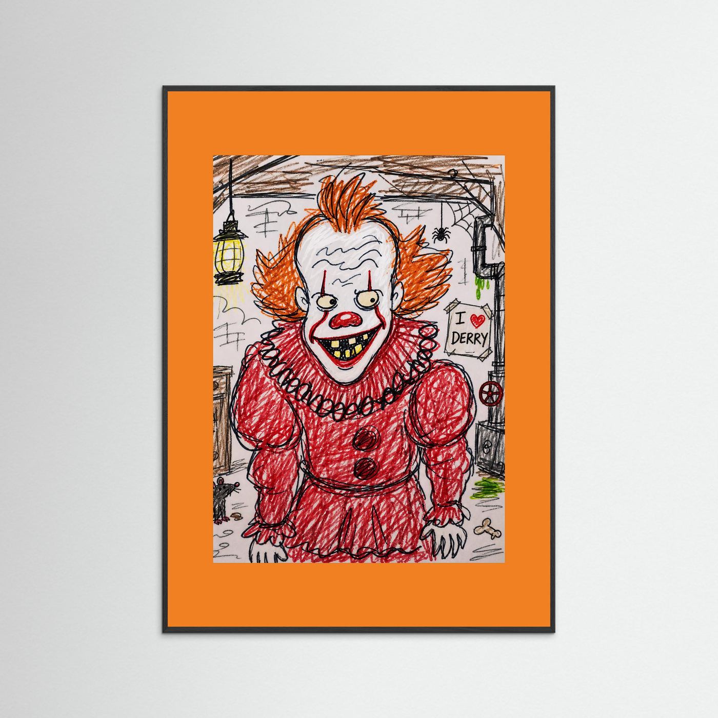 Large Framed Wall Art – Creepy Pennywise Horror Poster