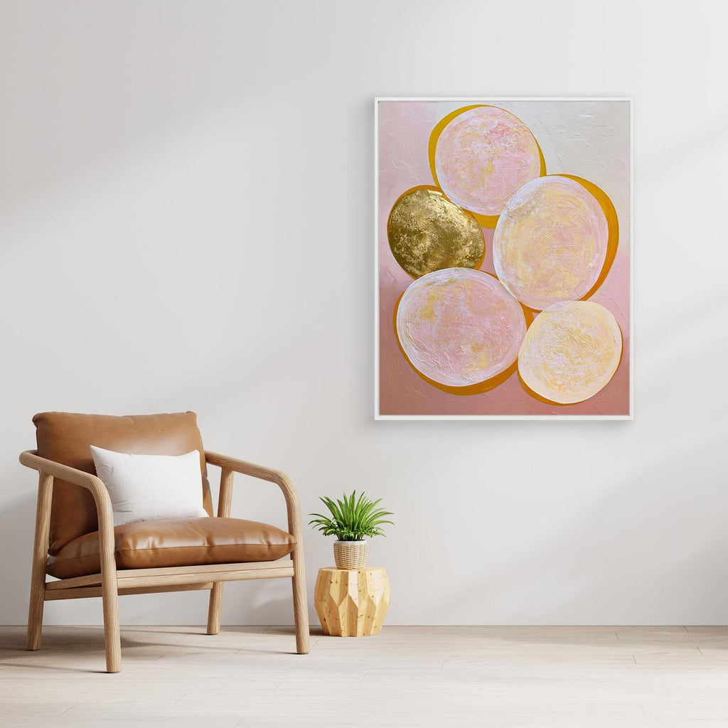 Blush Gold Abstract Circles Framed Pop Art