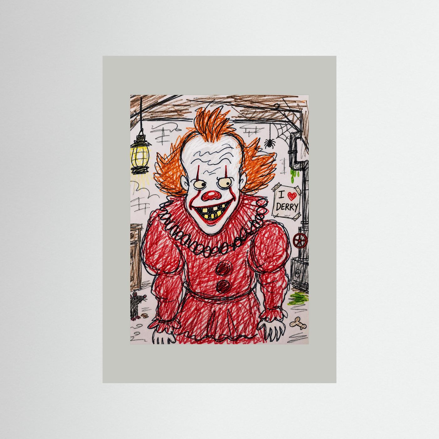Large Framed Wall Art – Creepy Pennywise Horror Poster
