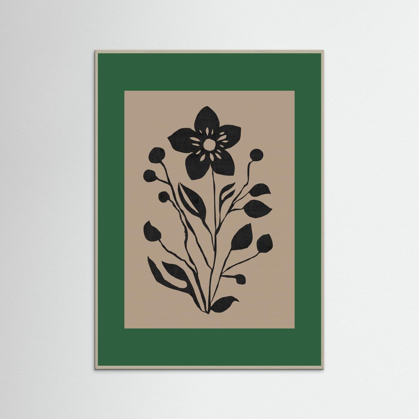 Black Flower Modern Botanical Silhouette by Cartissi