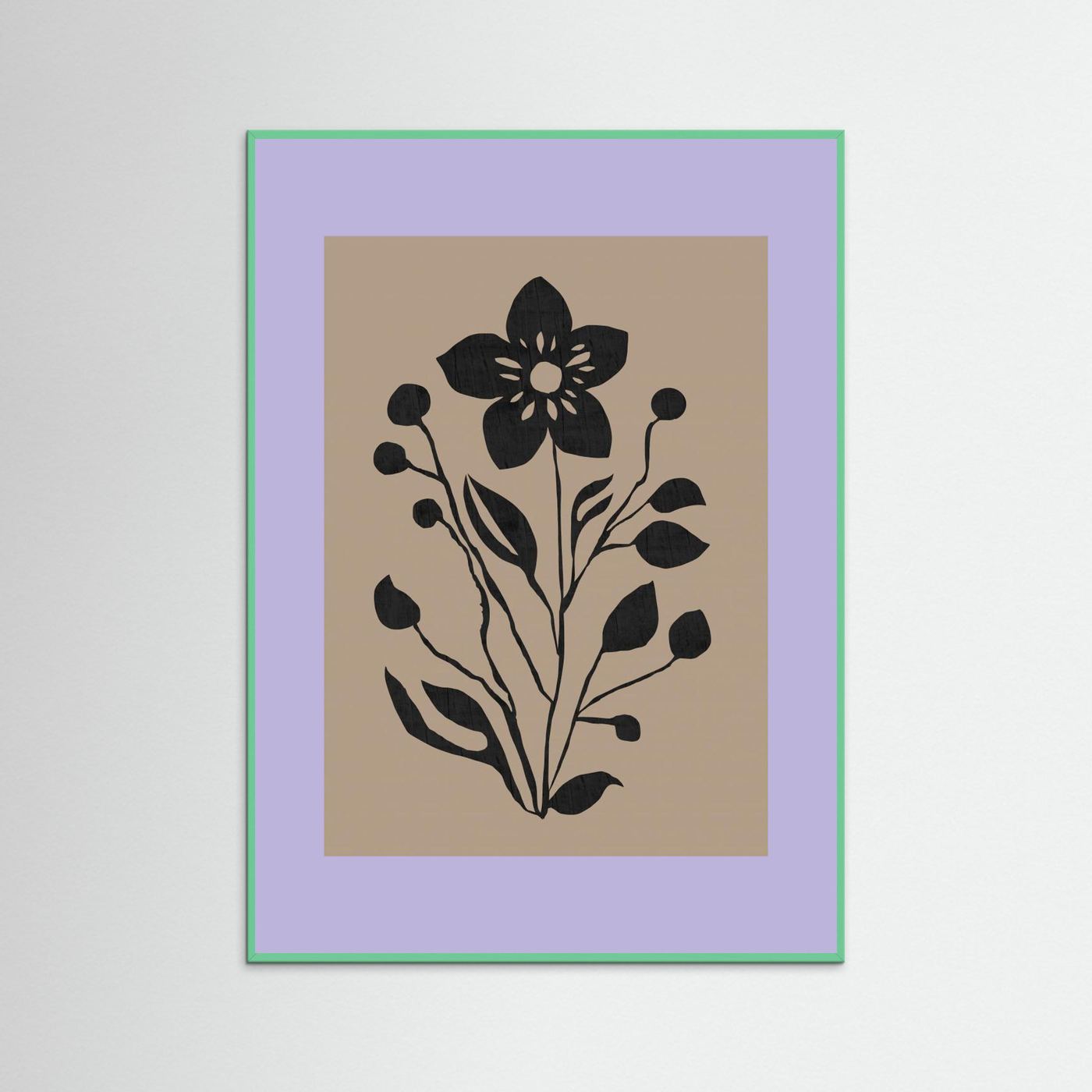 Black Flower Modern Botanical Silhouette by Cartissi