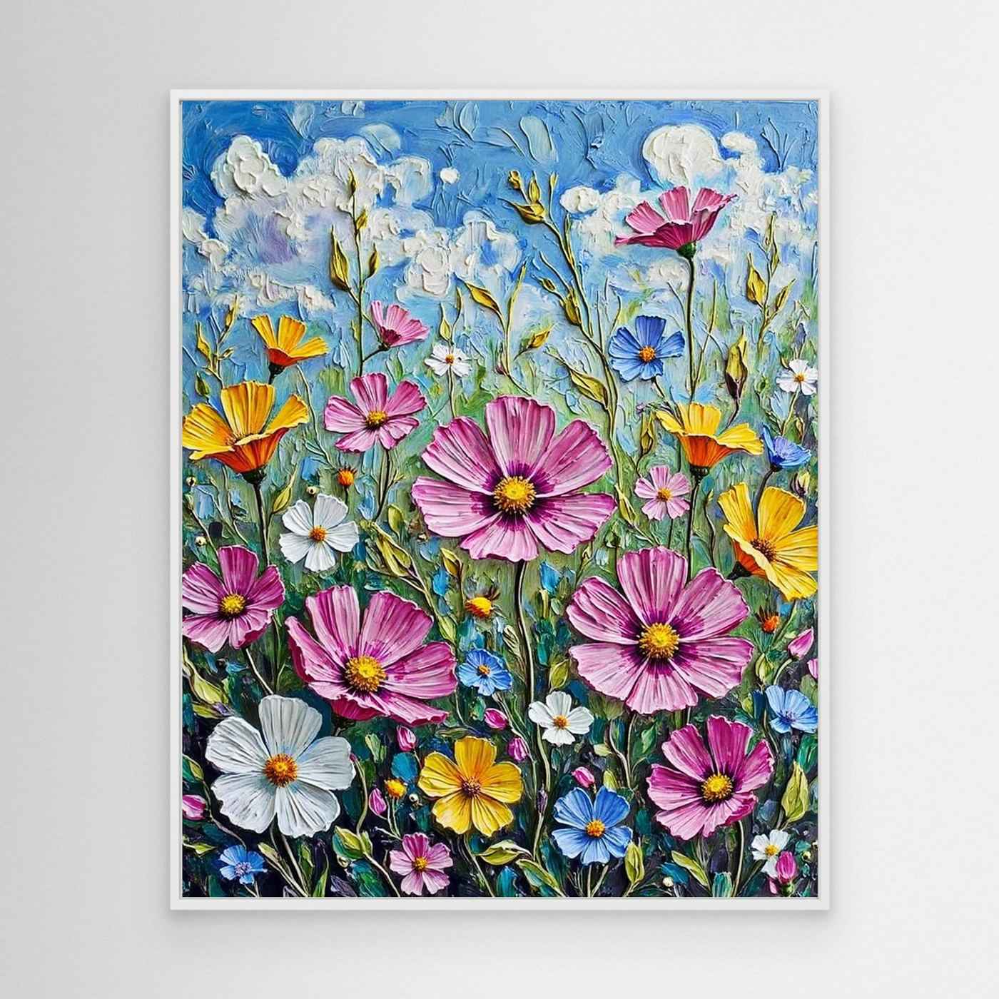 Wildflower Meadow Impasto Framed Pop Art Canvas Print