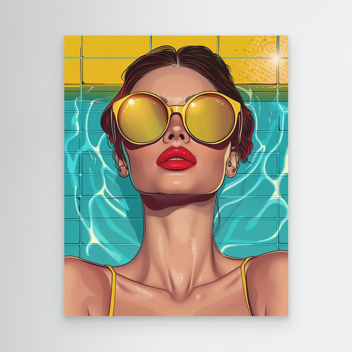 Poolside Sunglasses Framed Pop Art Canvas