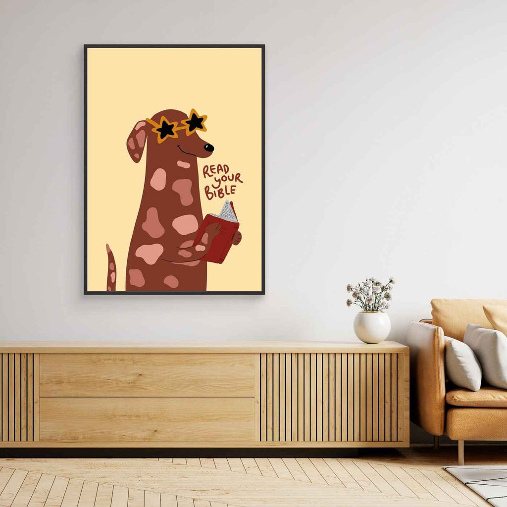 Christian Wall Art - Fun Sausage Dog Bible Print for Kids Nursery