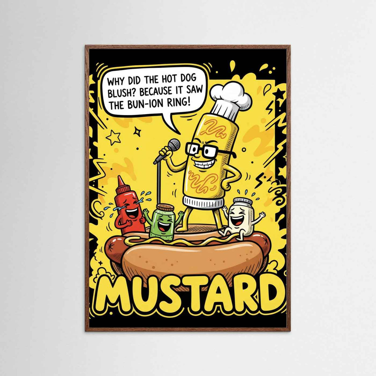 Funny Hot Dog Joke Comic Illustration Fine Art Paper Print