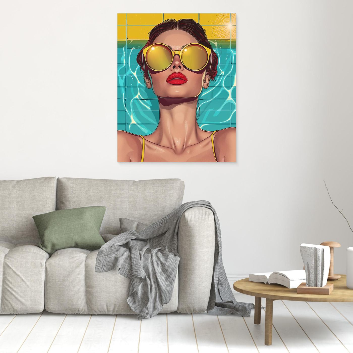 Poolside Sunglasses Framed Pop Art Canvas