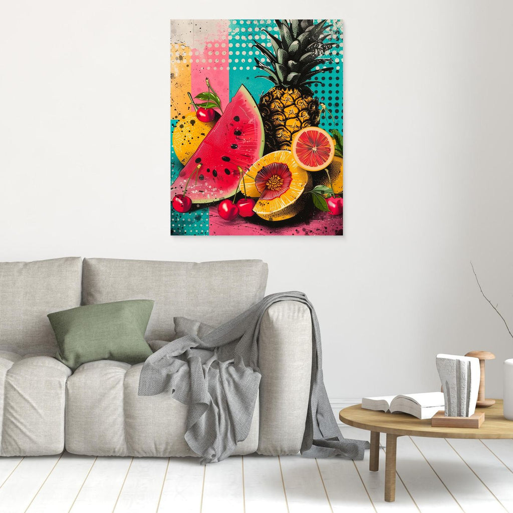 Tropical Fruit Framed Pop Art Canvas – Colourful Kitchen & Living Room Wall Art