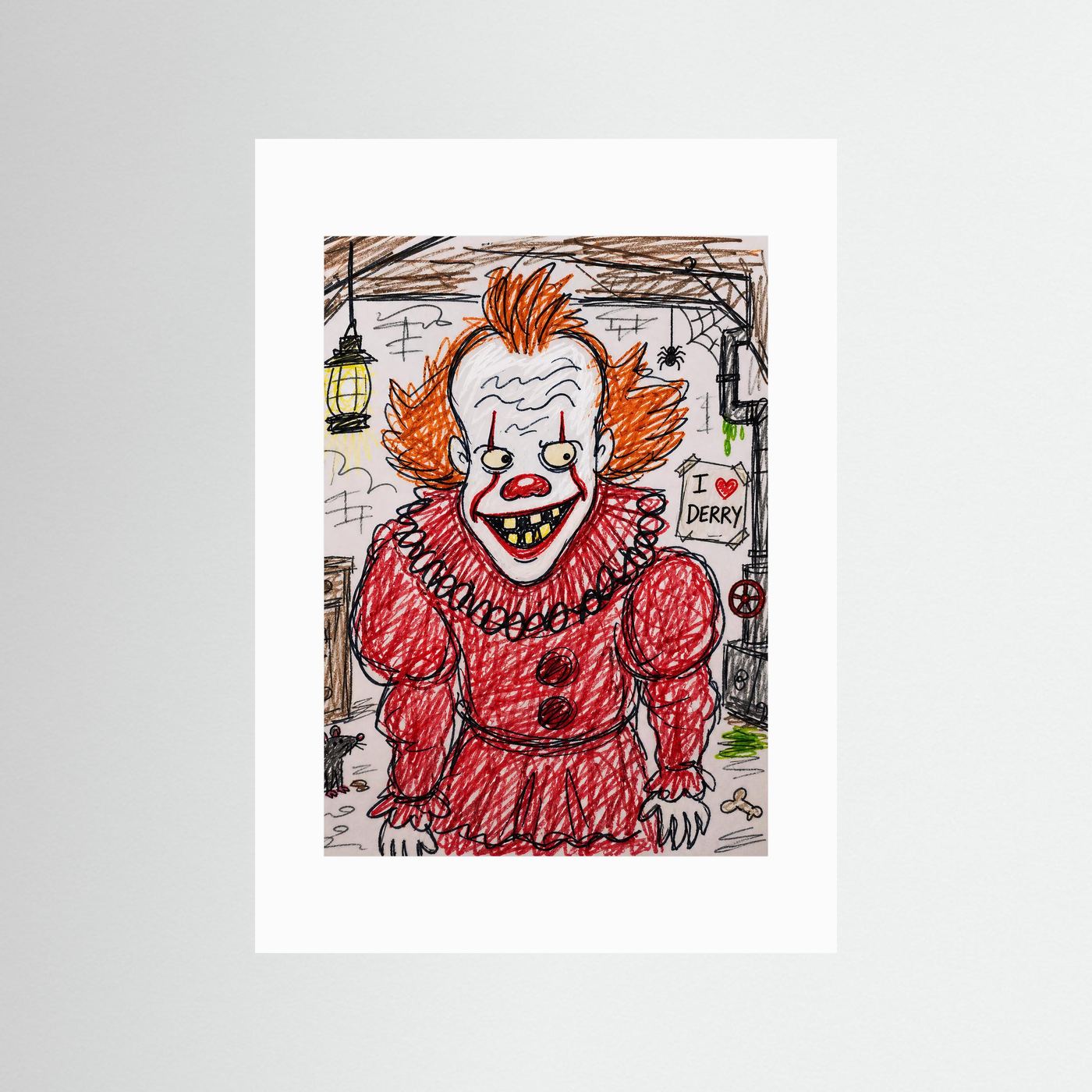Large Framed Wall Art – Creepy Pennywise Horror Poster