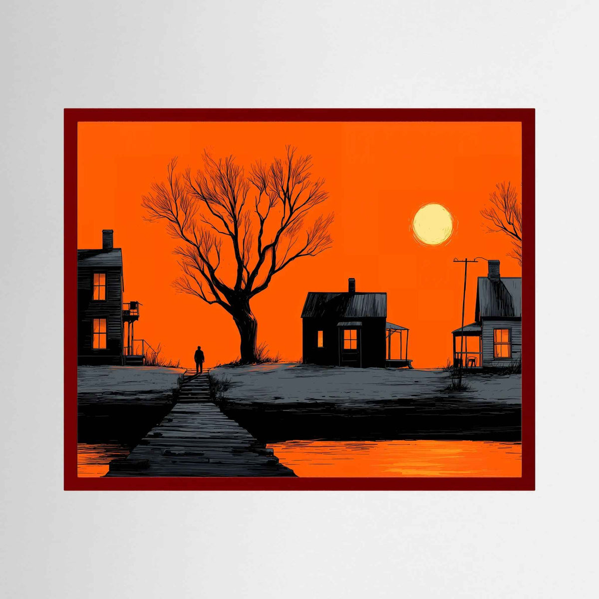 Orange Noir Sunset – Waterfront Landscape Fine Art Print