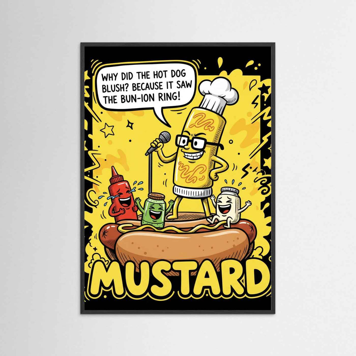 Funny Hot Dog Joke Comic Illustration Fine Art Paper Print
