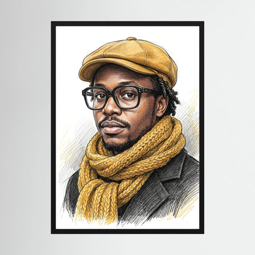 Bespoke Colored Pencil & Fine Ink Portrait | Exclusive Framed Fine Art