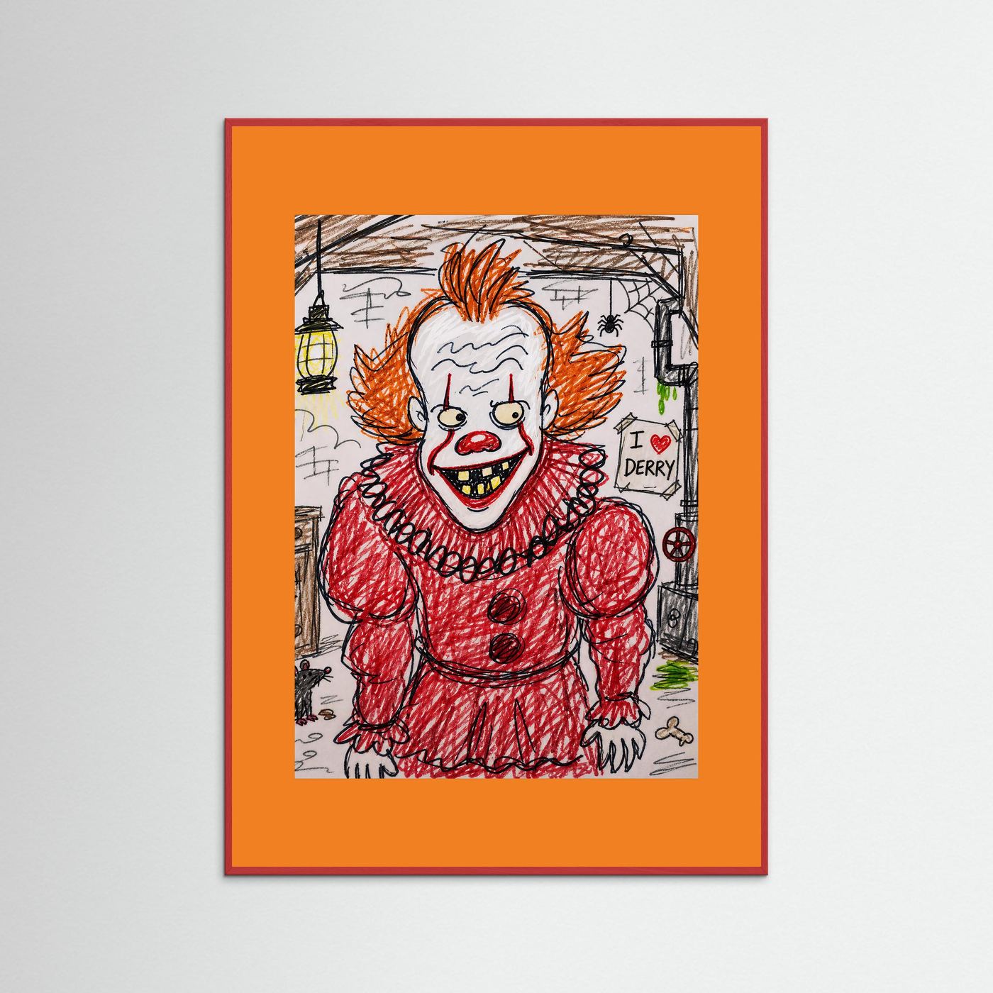 Large Framed Wall Art – Creepy Pennywise Horror Poster