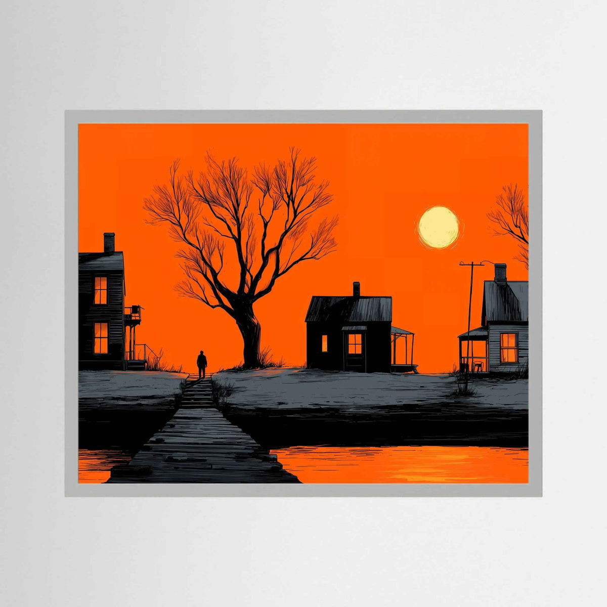 Orange Noir Sunset – Waterfront Landscape Fine Art Print