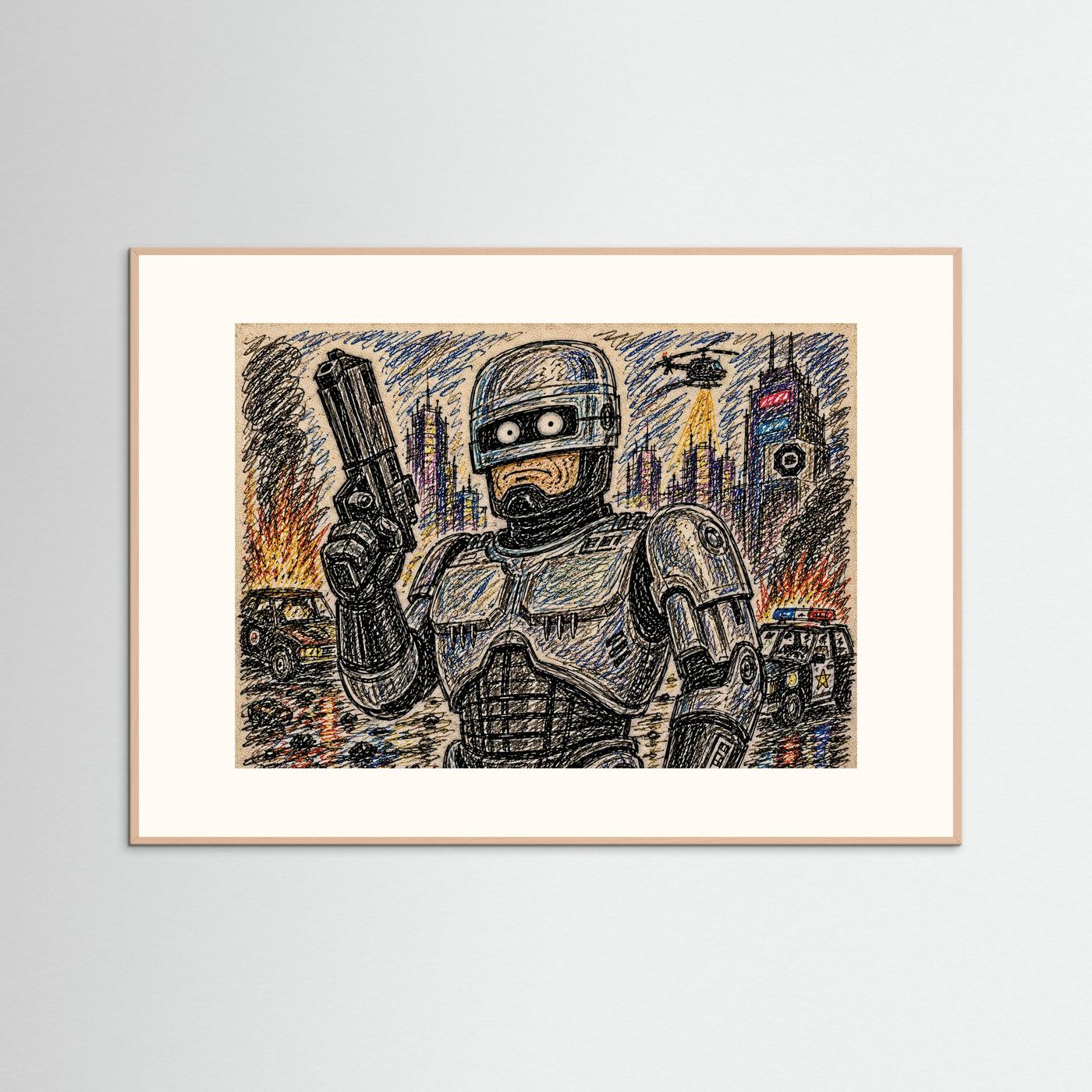 Large Framed Wall Art – Retro Sci-Fi Robocop Print