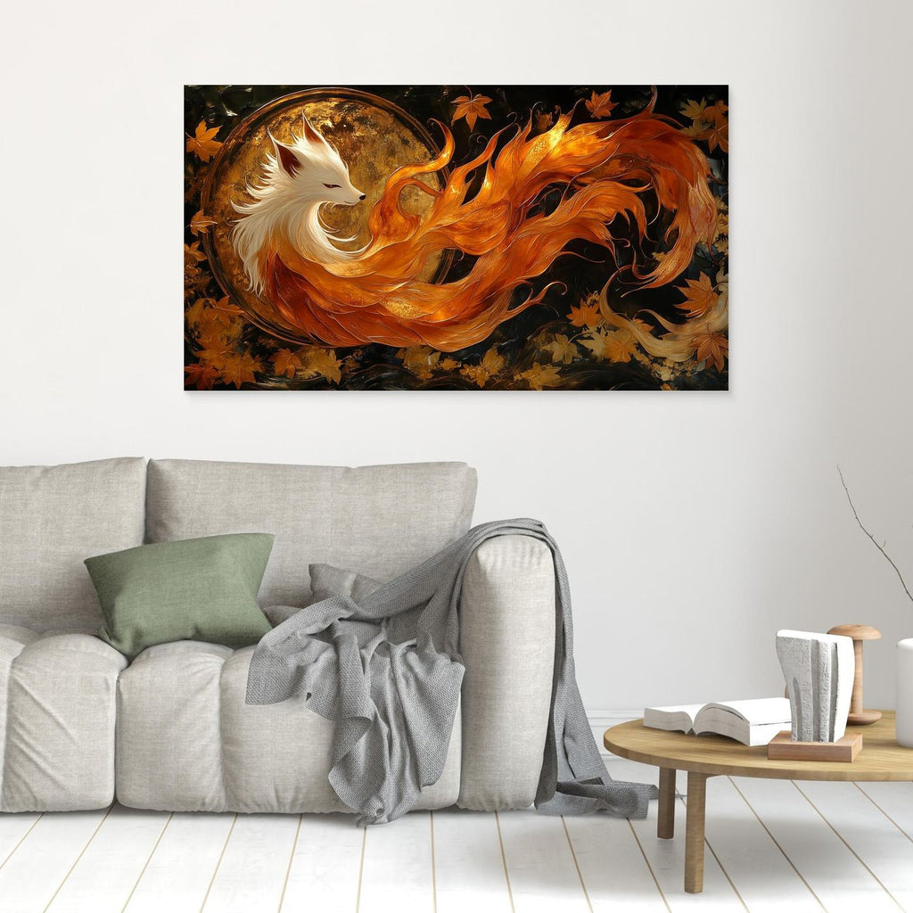 Nine-Tailed Fox Japanese Fantasy Kitsune Canvas Wall Art