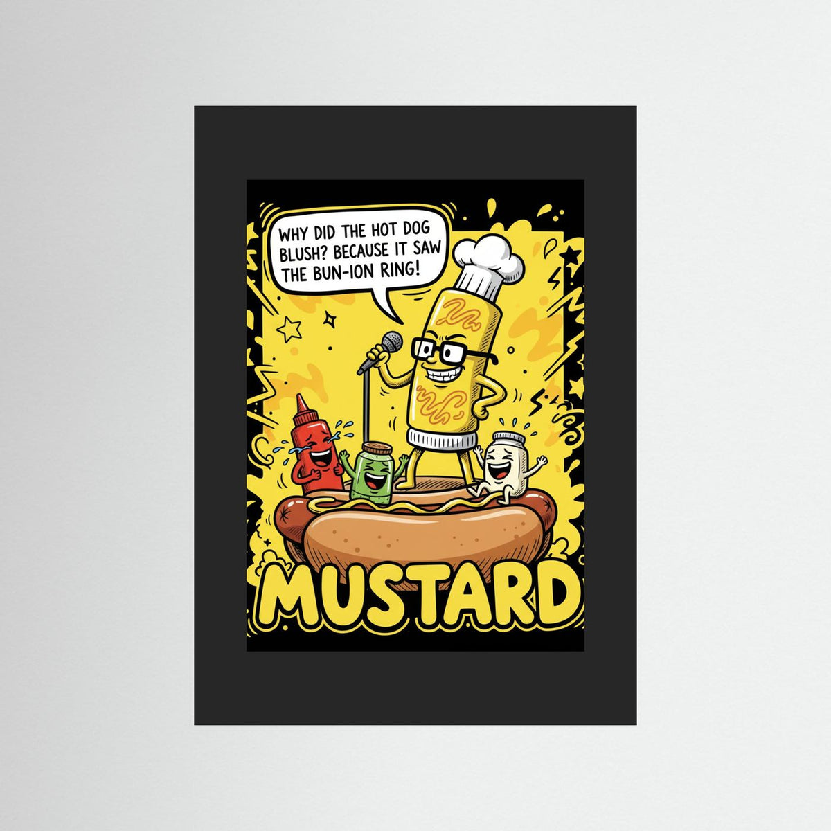 Funny Hot Dog Joke Comic Illustration Fine Art Paper Print