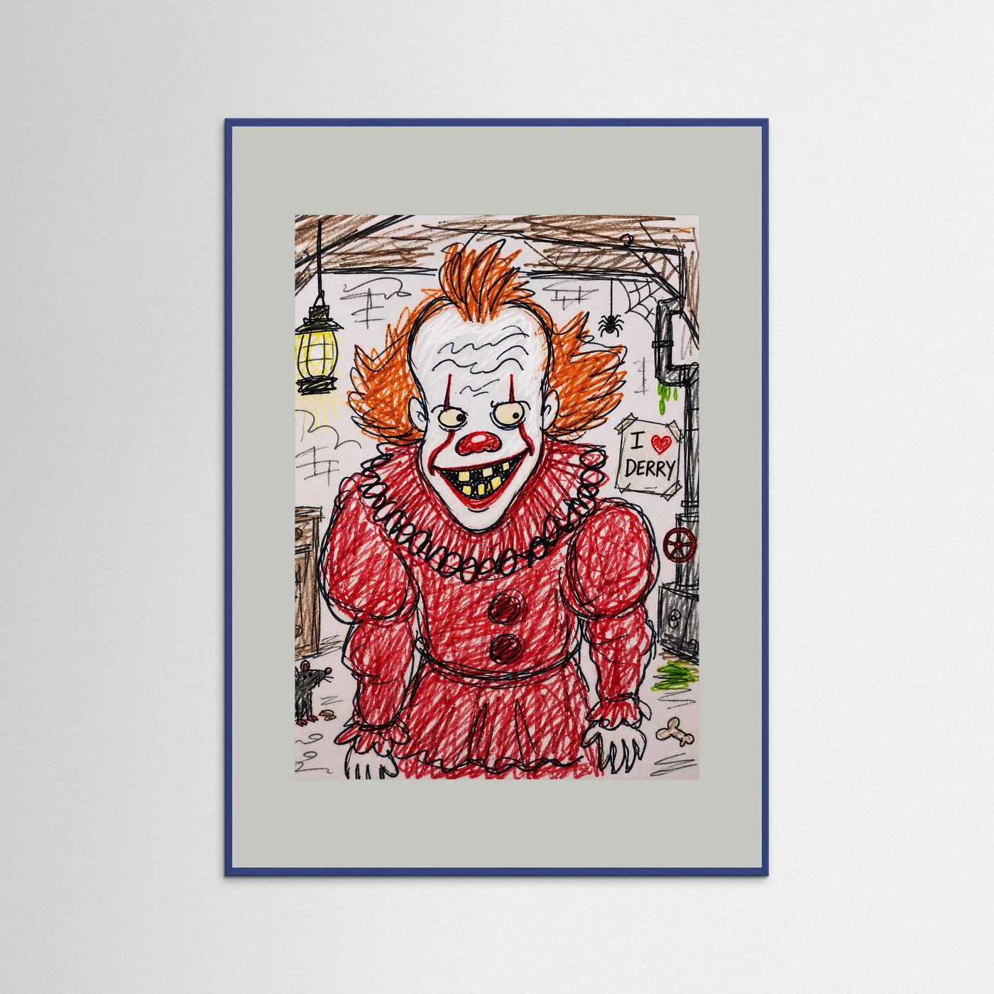 Large Framed Wall Art – Creepy Pennywise Horror Poster