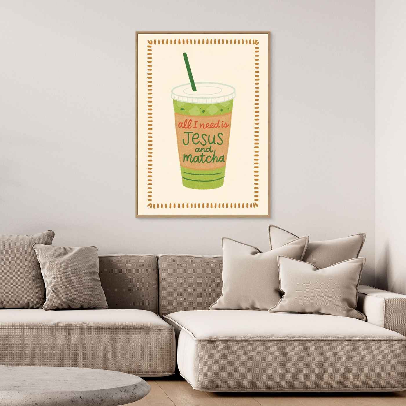 Christian Kitchen Wall Art - Matcha Jesus Print for Modern Kitchens