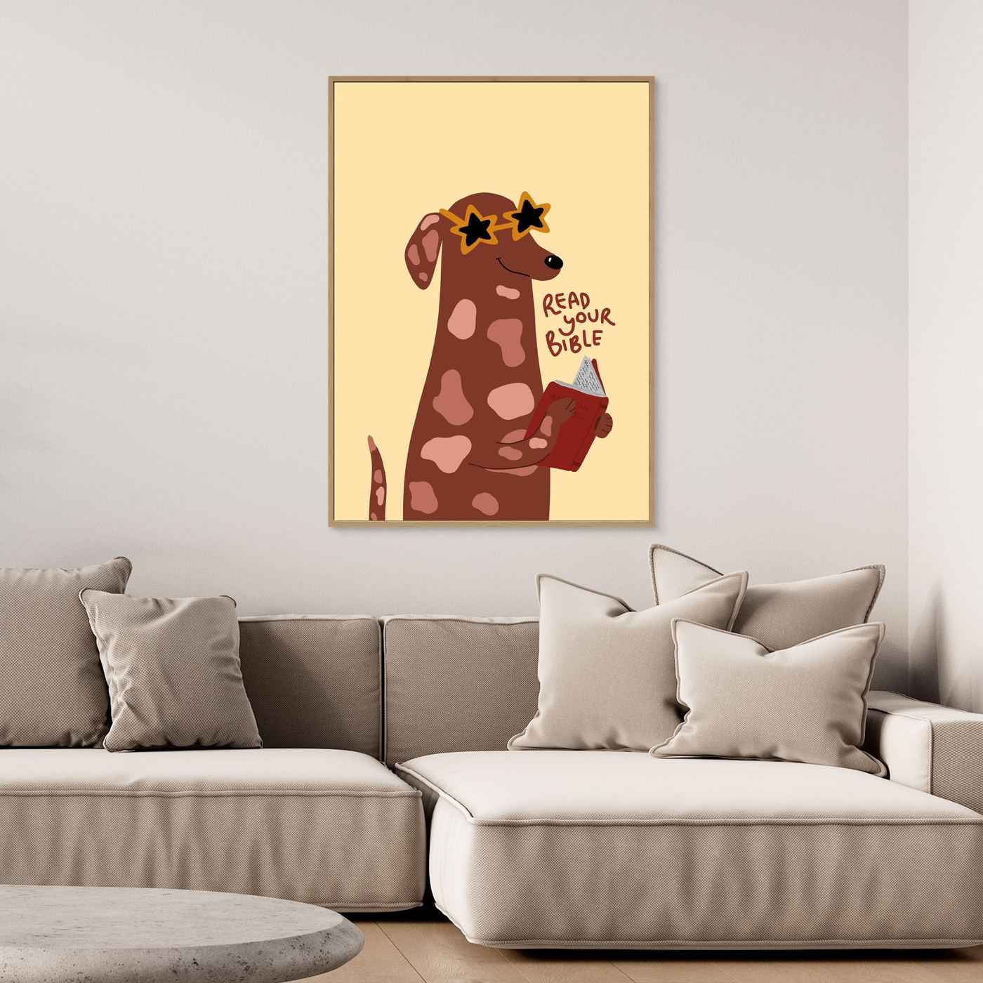 Christian Wall Art - Fun Sausage Dog Bible Print for Kids Nursery