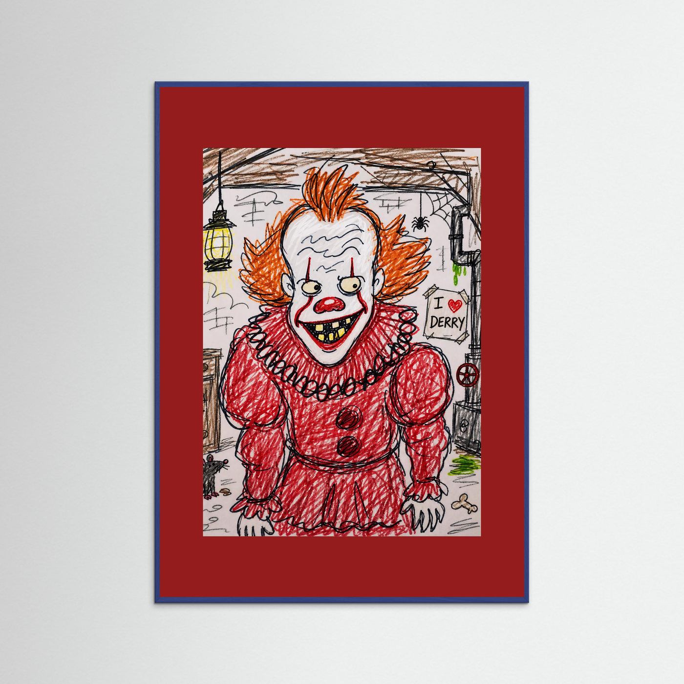 Large Framed Wall Art – Creepy Pennywise Horror Poster