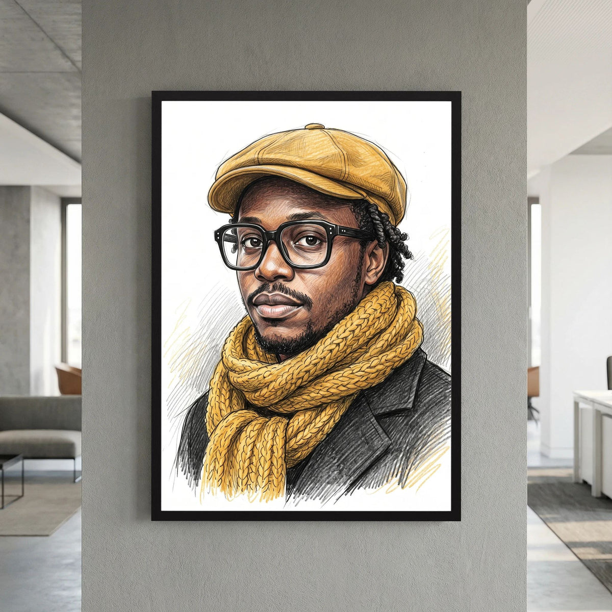 Bespoke Colored Pencil & Fine Ink Portrait | Exclusive Framed Fine Art