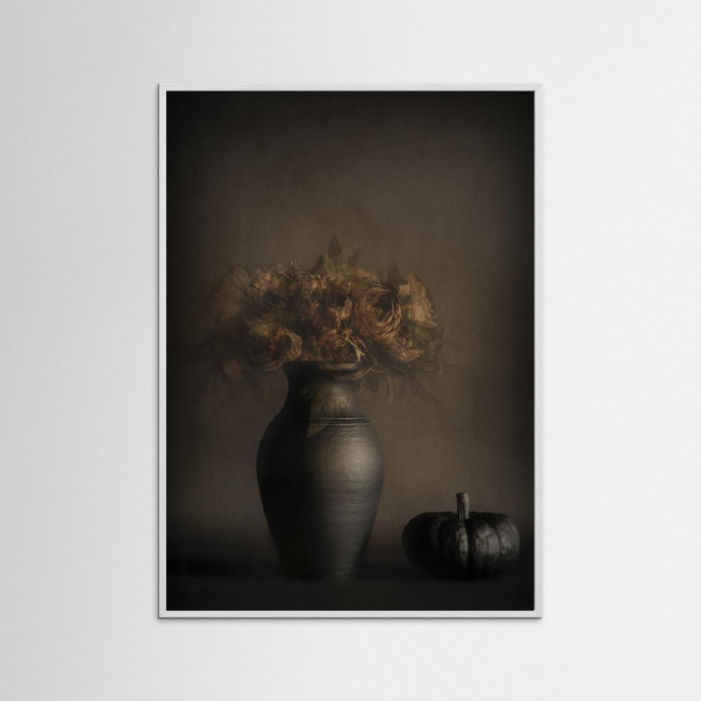 Large Framed Wall Art – Dark Floral Still Life Print