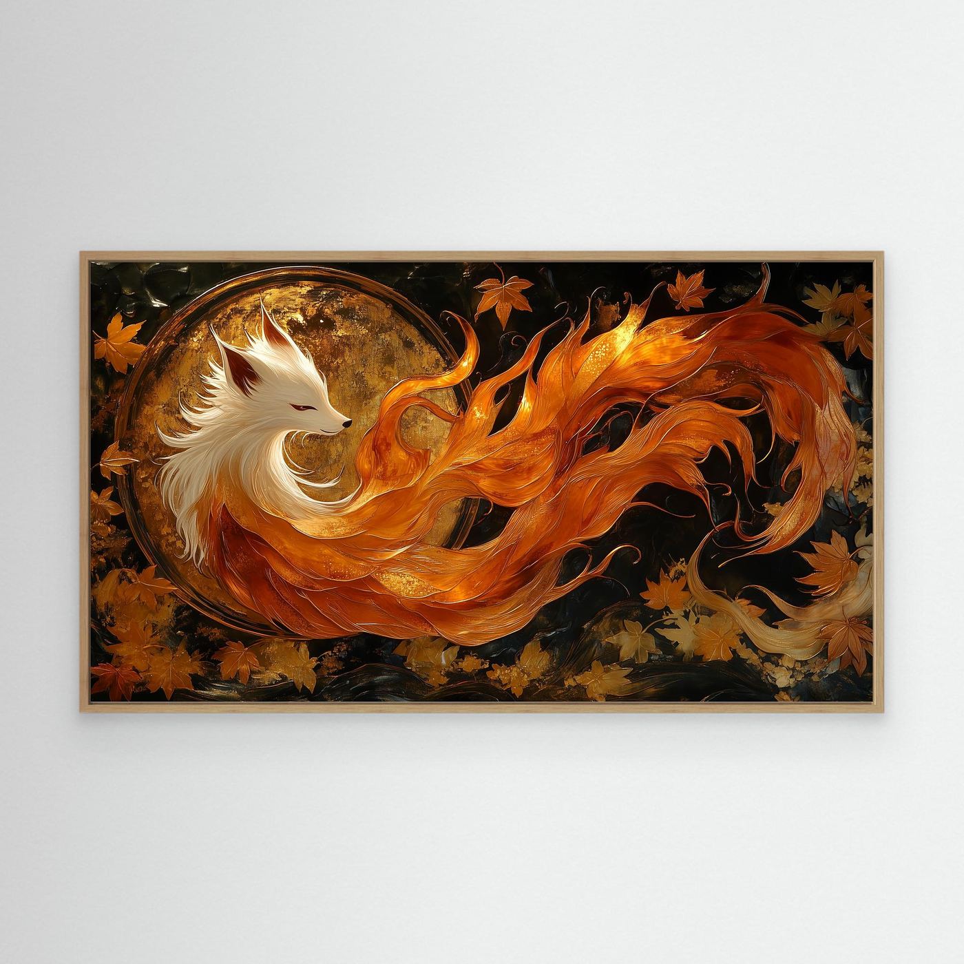 Nine-Tailed Fox Japanese Fantasy Kitsune Canvas Wall Art