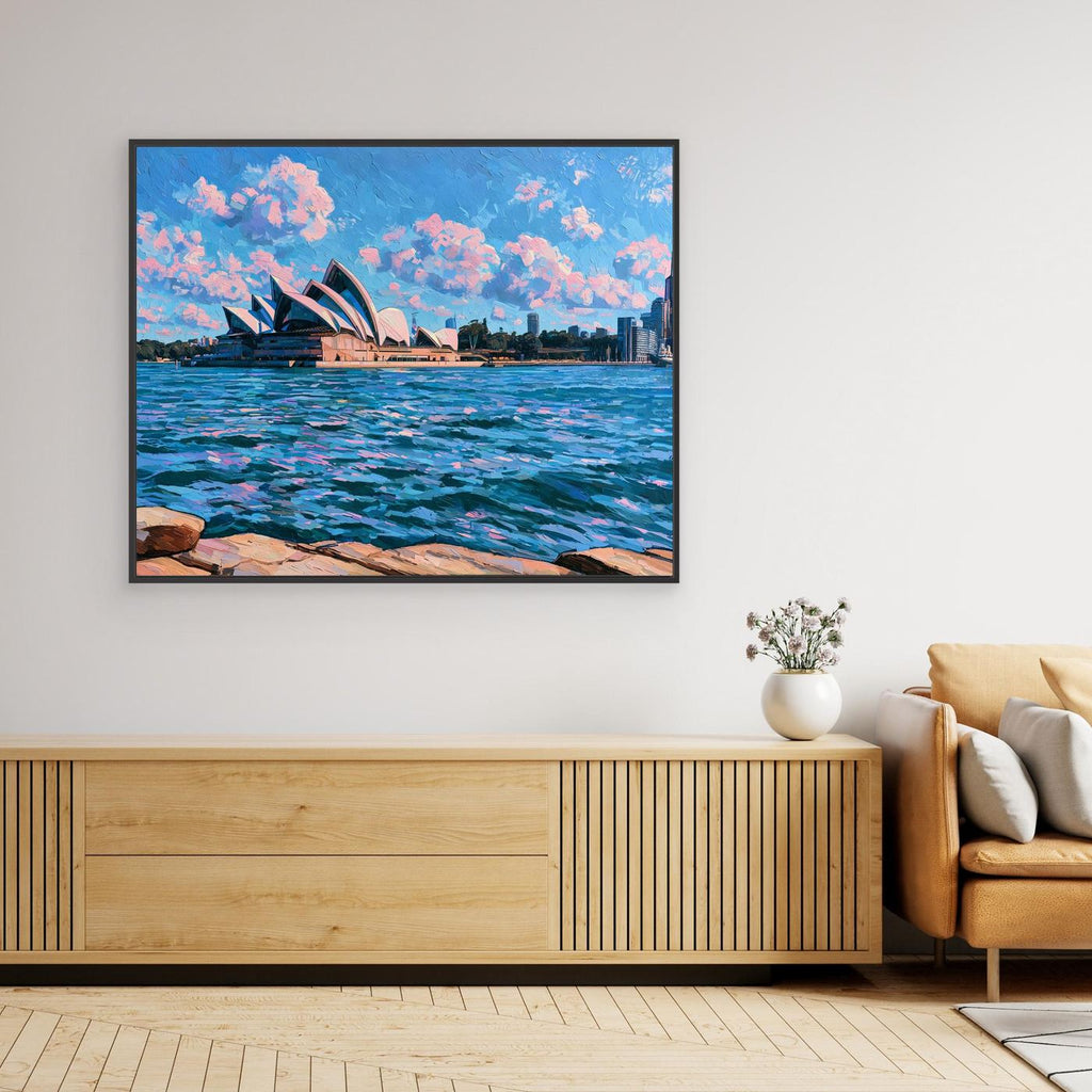 Sydney Opera House Framed Pop Art Canvas – Colourful Australian Landmark Wall Art