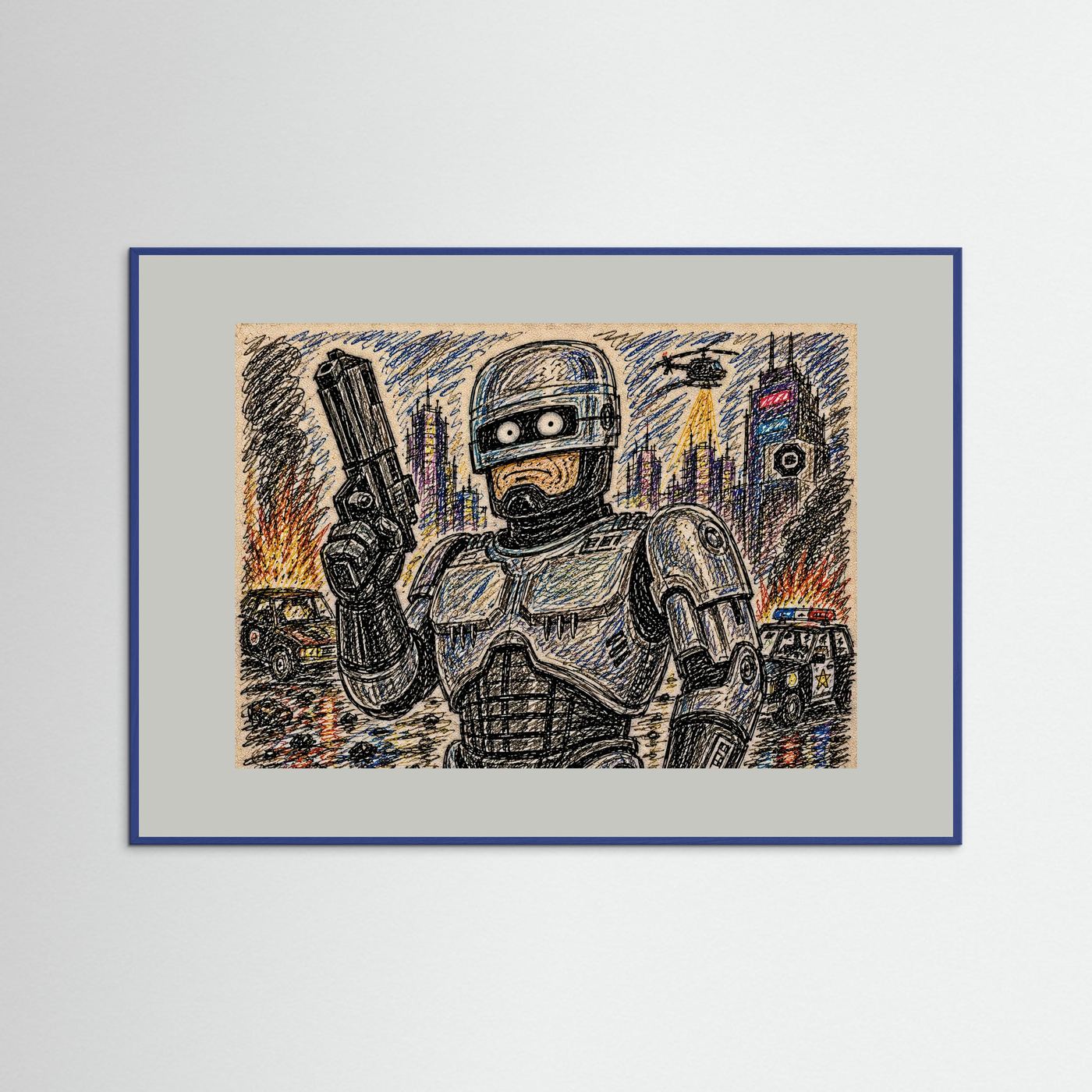 Large Framed Wall Art – Retro Sci-Fi Robocop Print