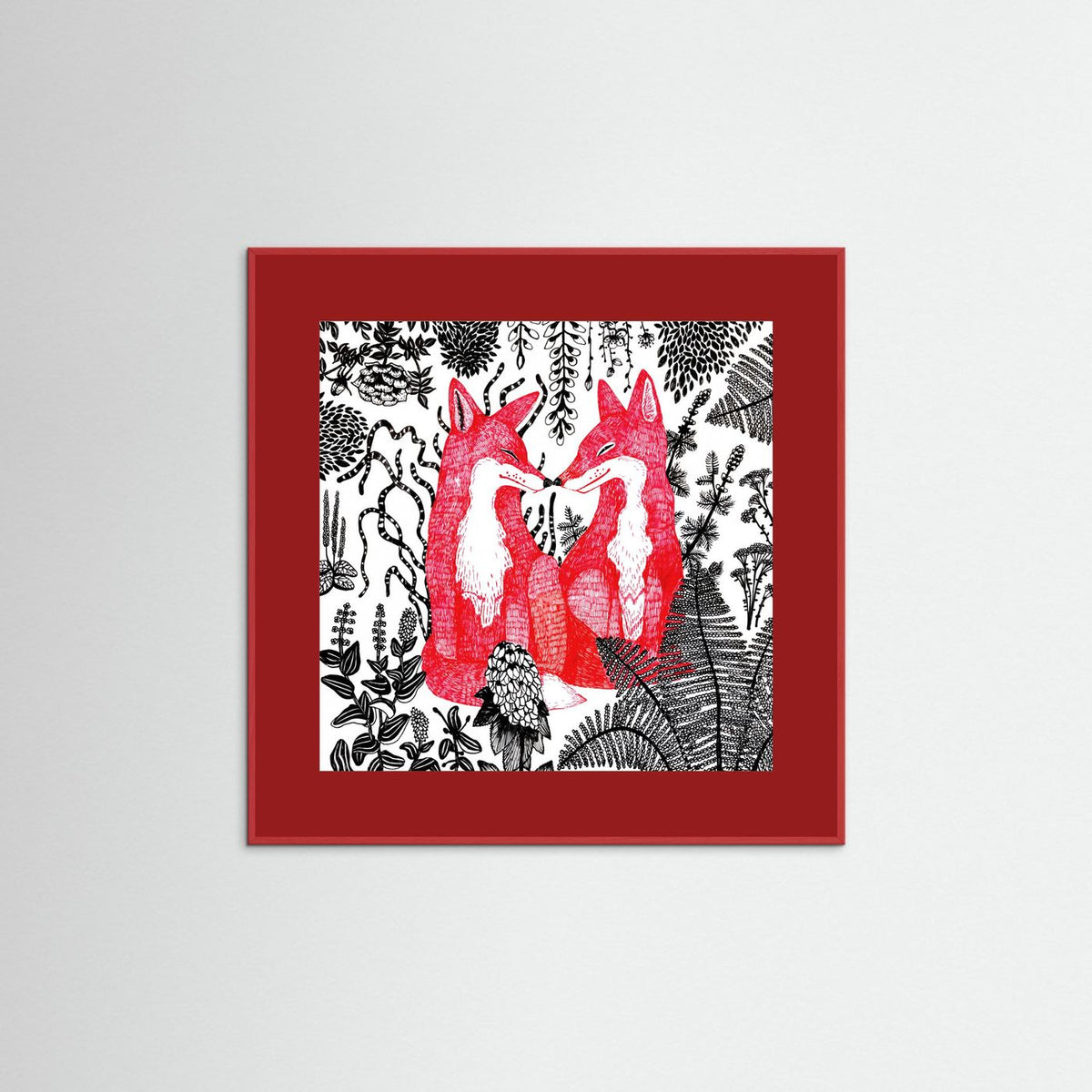 Foxes Folk Illustration Fine Art Paper Print