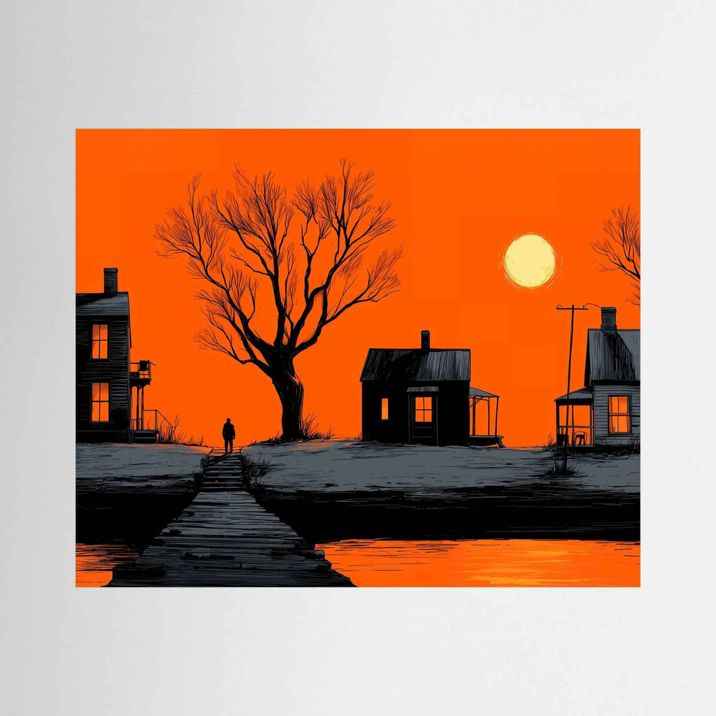 Orange Noir Sunset – Waterfront Landscape Fine Art Print