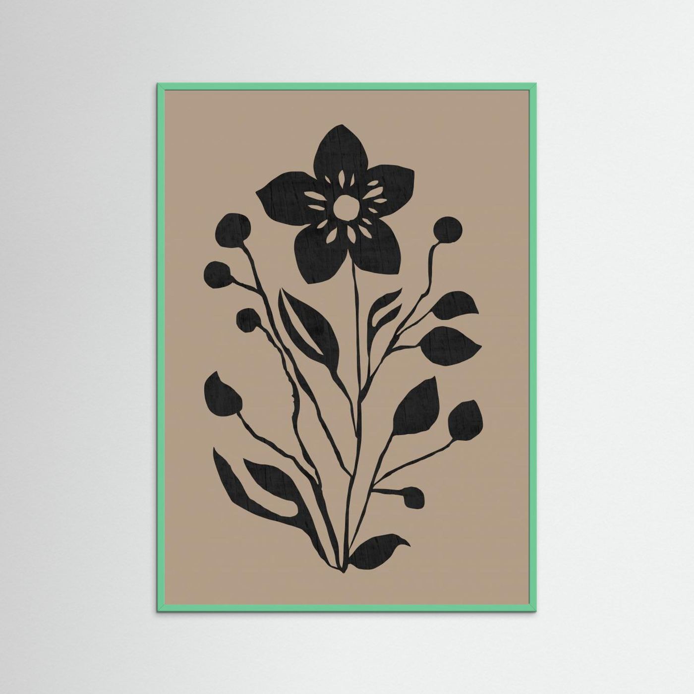 Black Flower Modern Botanical Silhouette by Cartissi