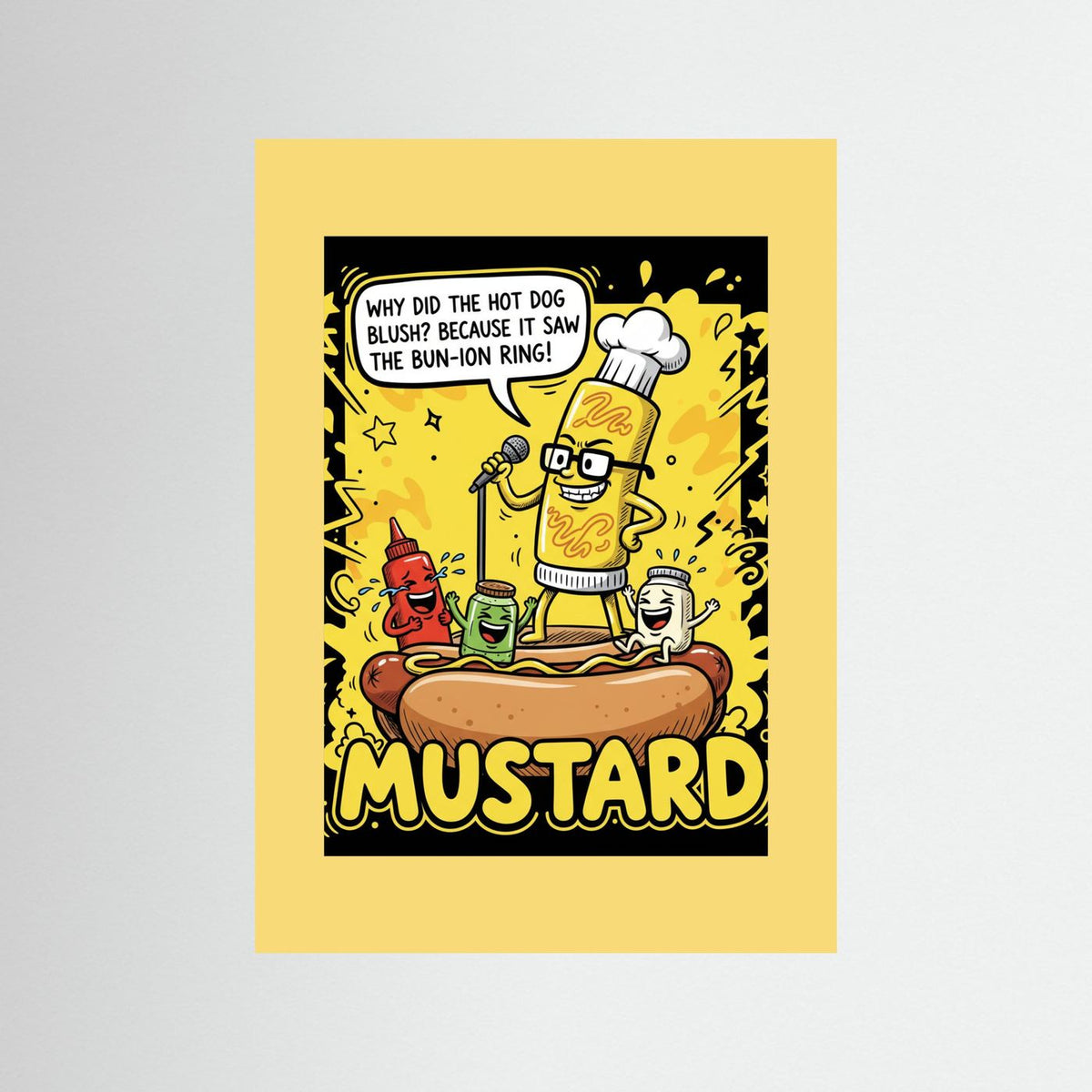 Funny Hot Dog Joke Comic Illustration Fine Art Paper Print