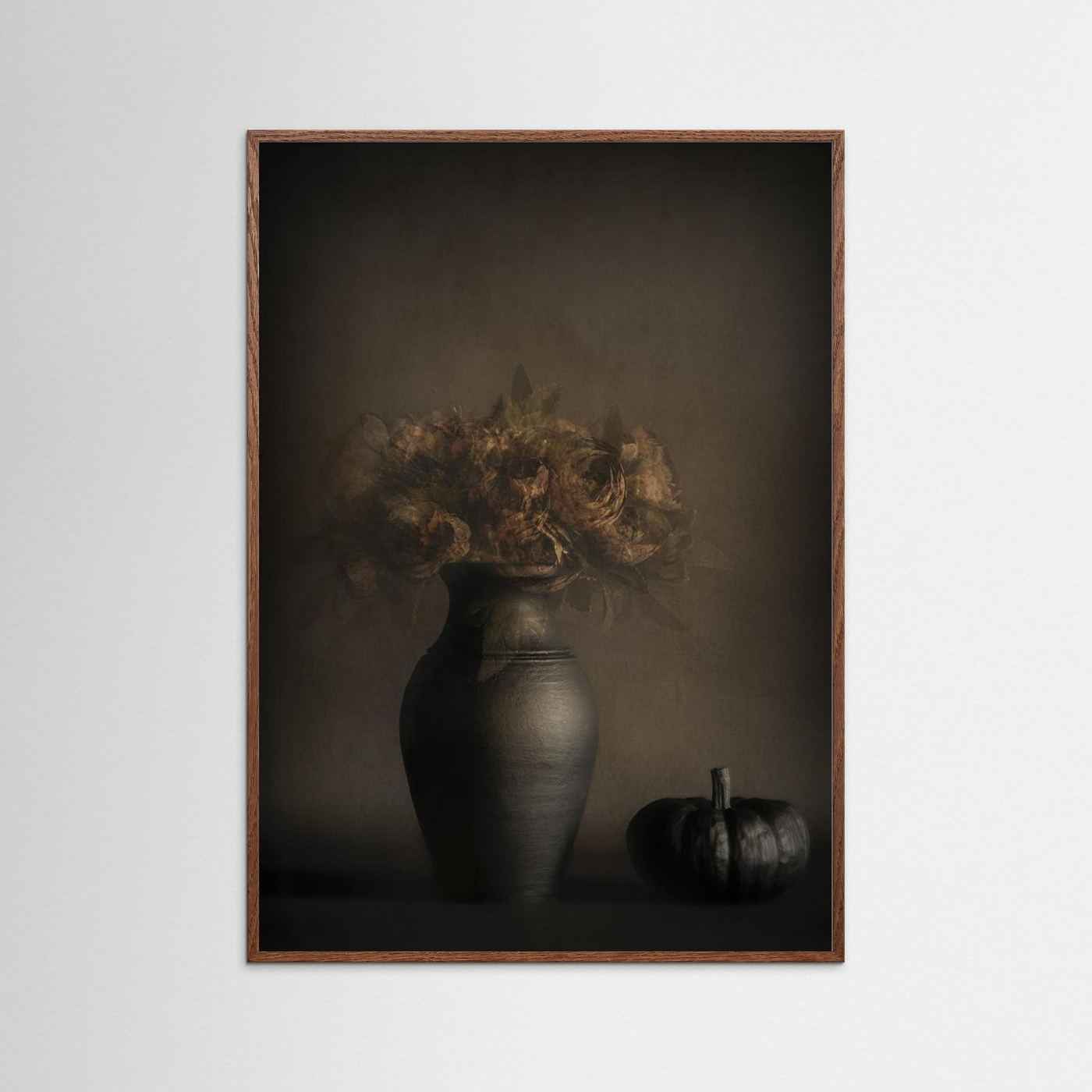 Large Framed Wall Art – Dark Floral Still Life Print