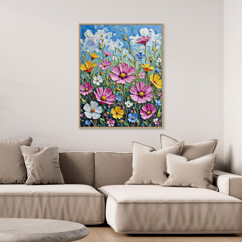 Wildflower Meadow Impasto Framed Pop Art Canvas Print