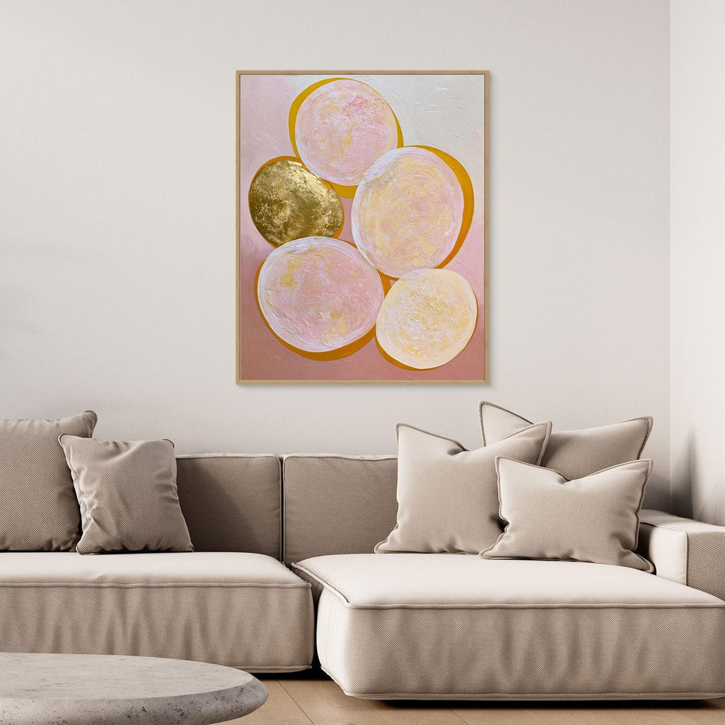 Blush Gold Abstract Circles Framed Pop Art