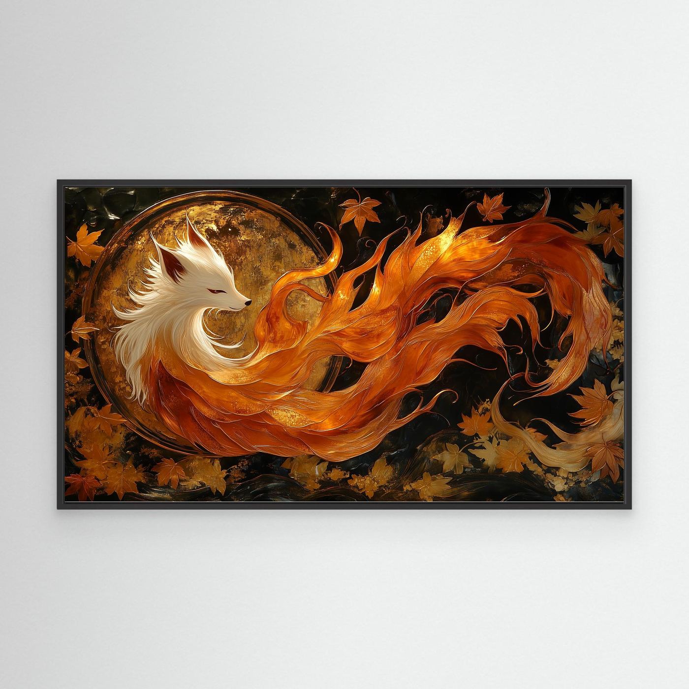 Nine-Tailed Fox Japanese Fantasy Kitsune Canvas Wall Art