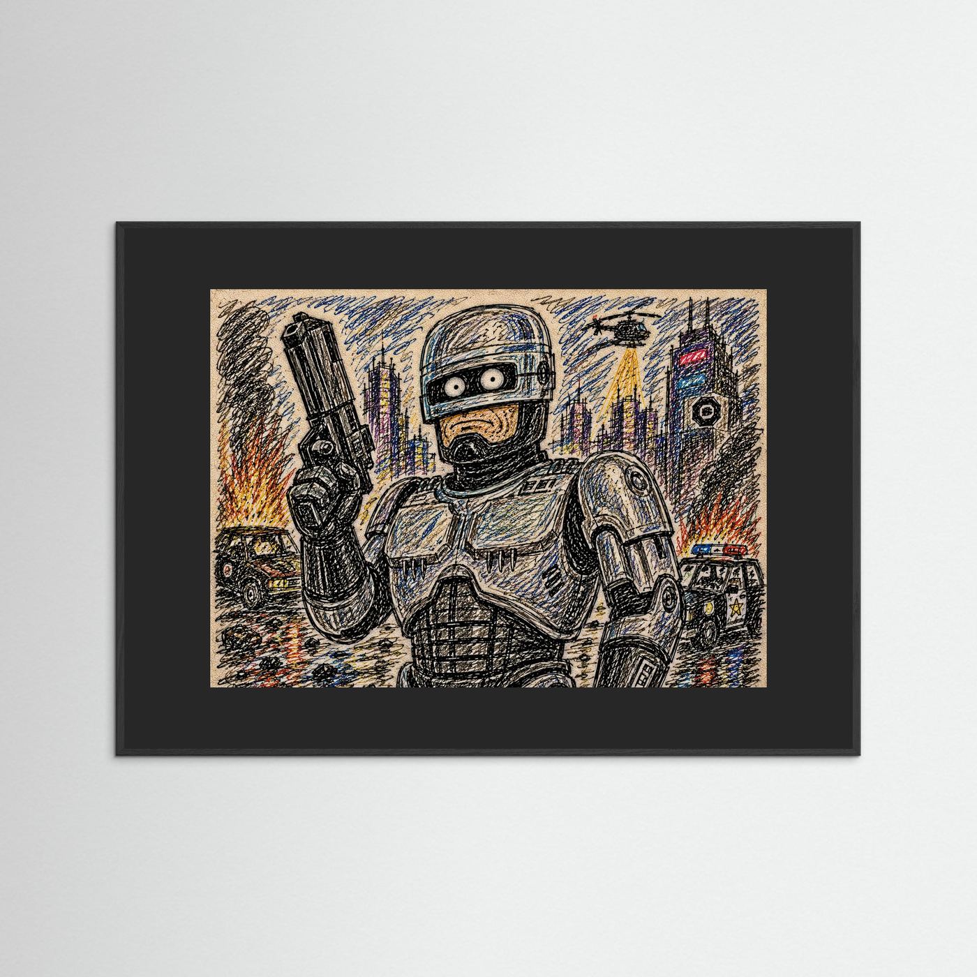 Large Framed Wall Art – Retro Sci-Fi Robocop Print
