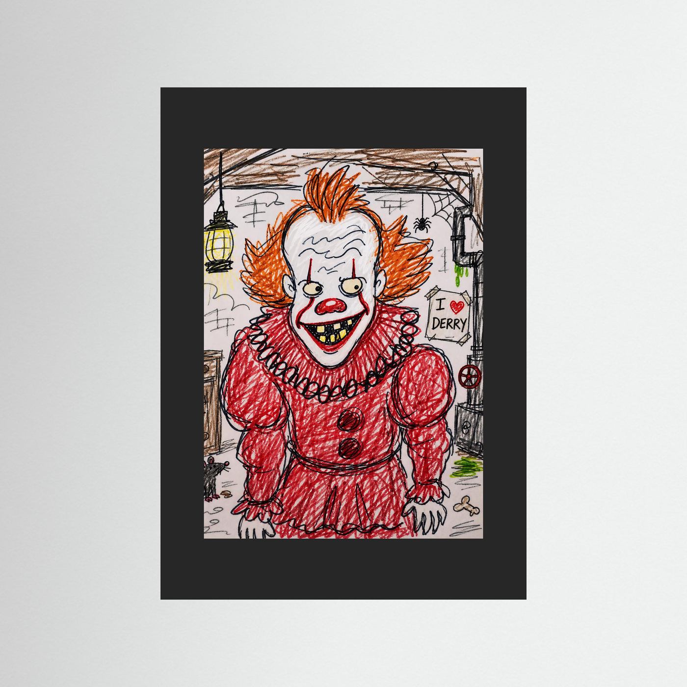 Large Framed Wall Art – Creepy Pennywise Horror Poster