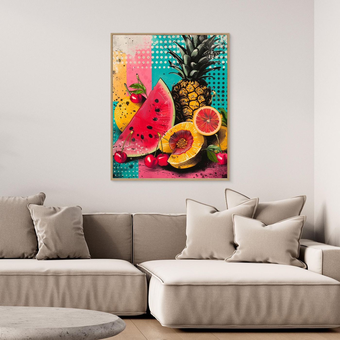 Tropical Fruit Framed Pop Art Canvas – Colourful Kitchen & Living Room Wall Art