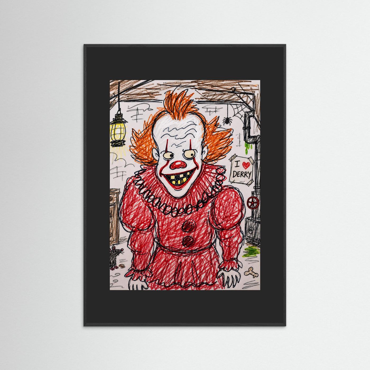 Large Framed Wall Art – Creepy Pennywise Horror Poster