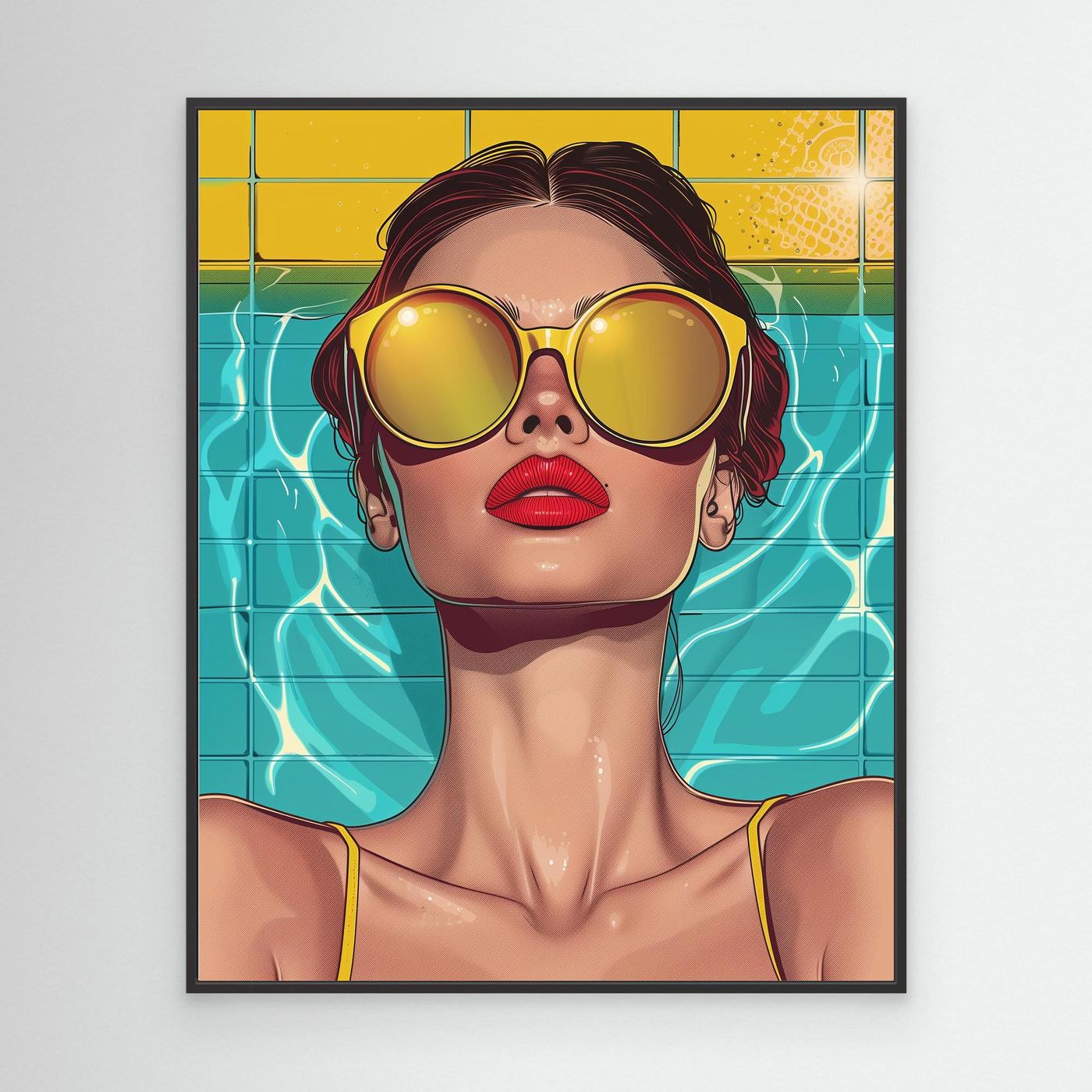 Poolside Sunglasses Framed Pop Art Canvas
