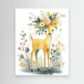 Floral Deer Framed Pop Art Canvas