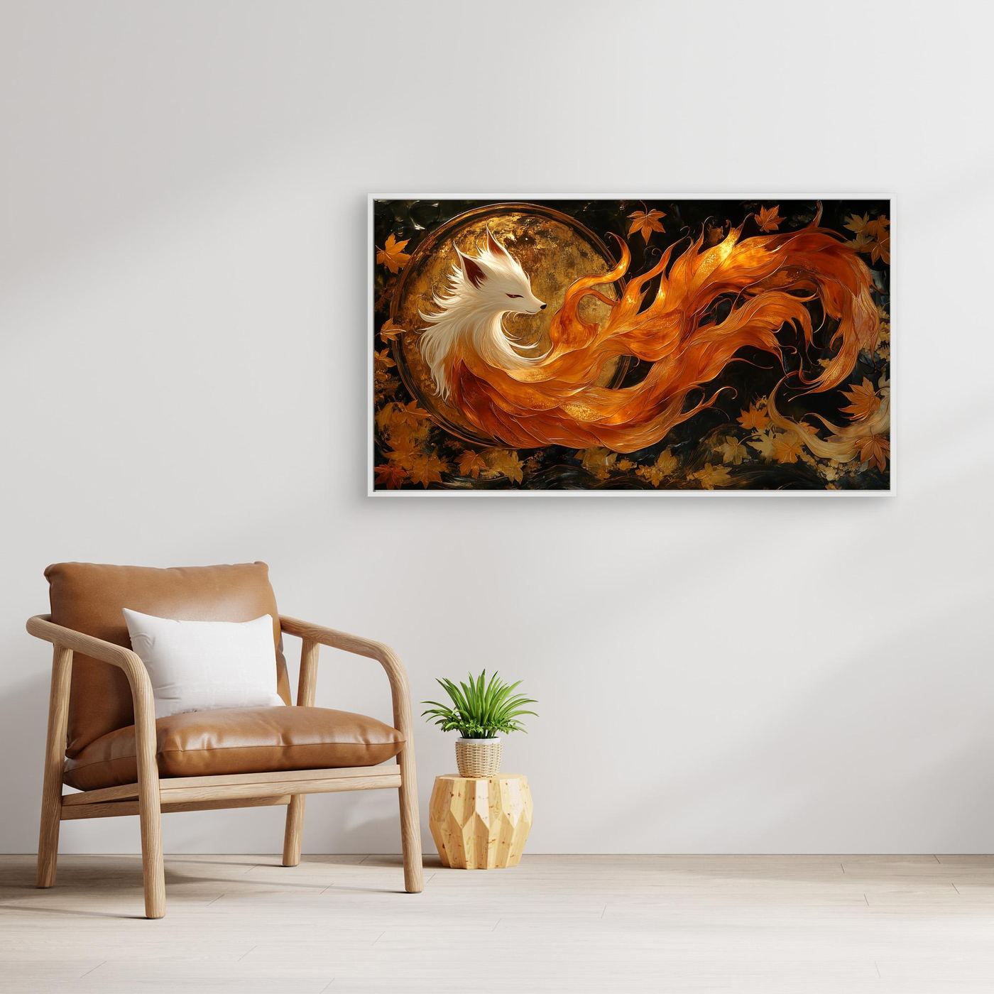 Nine-Tailed Fox Japanese Fantasy Kitsune Canvas Wall Art