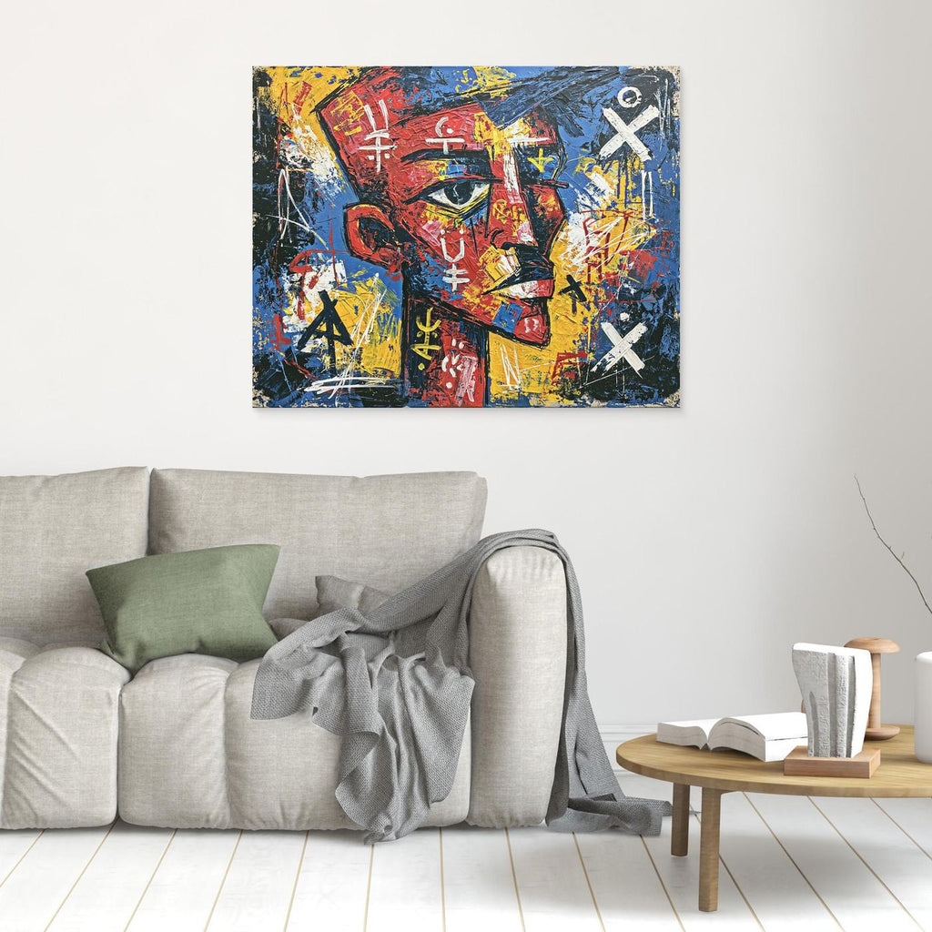Abstract Mask Portrait Framed Pop Art Canvas