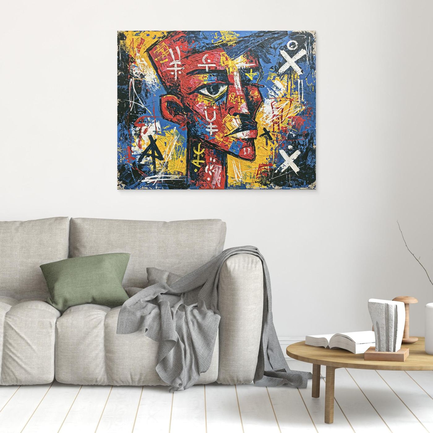 Abstract Mask Portrait Framed Pop Art Canvas