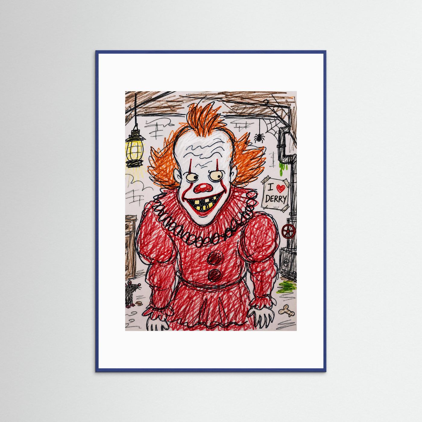 Large Framed Wall Art – Creepy Pennywise Horror Poster